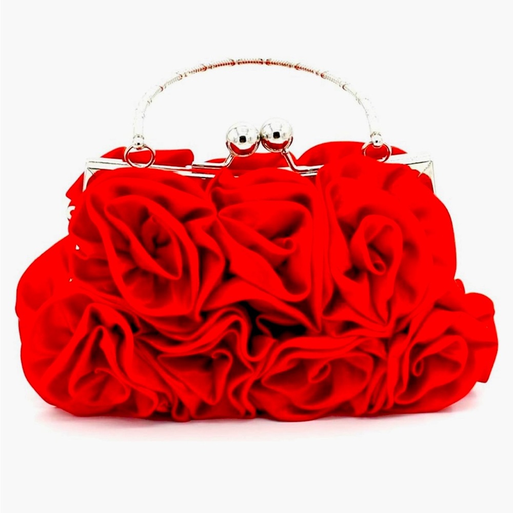 Be my Valentine handmade unique satin 3D rose design makes this bag gorgeous,♥️🔥